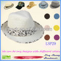 A melhor qualidade da fábrica Stock White Belt decorativos 100% Paper Straw Hat chapéu de papel de fantasia para decorar chapéus de palha para decorar, LSP29